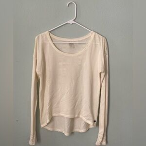 Calia by Carrie Underwood White Perforated Long Sleeve Top Sz Small